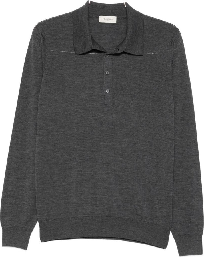 Piacenza 1733 Gray Virgin Wool Polo Shirt