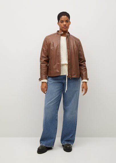 mango tan leather jacket
