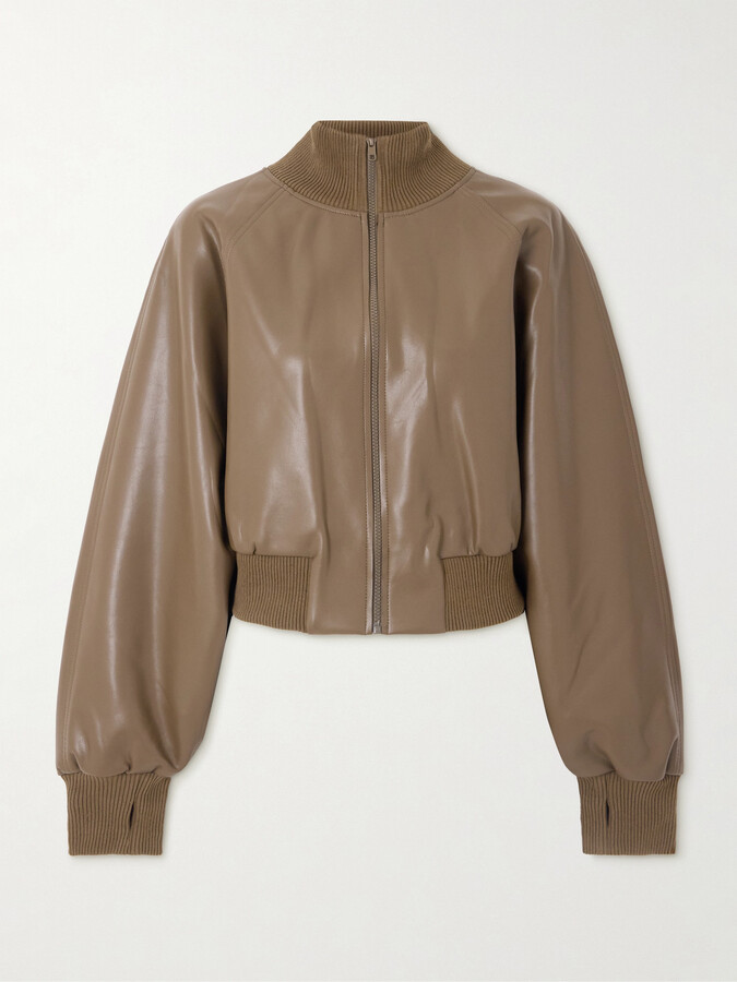 Norma Kamali Vegan Turtleneck Bomber Jacket - Brown