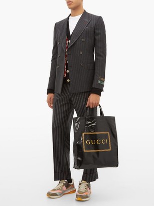 Gucci Signoria Double-breasted Pinstriped Wool Blazer - Dark Grey