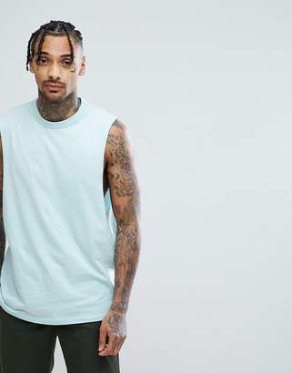 ASOS Design DESIGN sleeveless t-shirt with dropped armhole with scorpian rose back print
