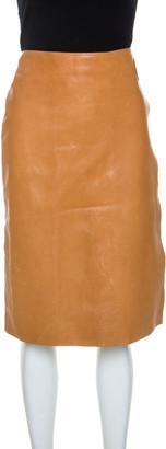 Hermes Tan Leather Wrap Skirt M