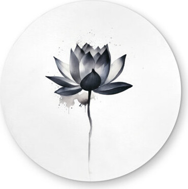 East Urban Home Dripping Flower - Black Abstract Round Outdoor Area Rug