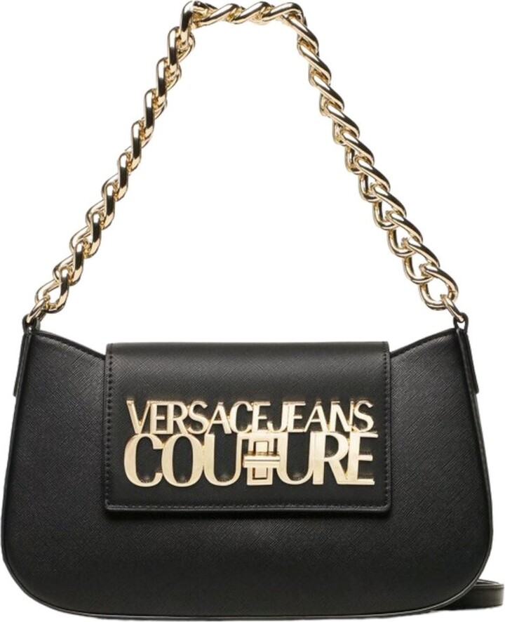 Versace Jeans Couture Black/Gold V-Emblem Square Buckle Chain