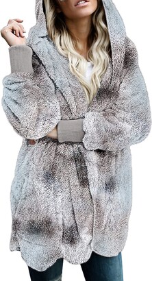 Fashion Women Winter Warm Fleece Fur Jacket Outerwear Tops Hooded Fluffy Coat NG 