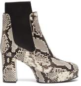 Thumbnail for your product : Acne Studios Platform Python Effect Leather Chelsea Boots - Womens - White Black