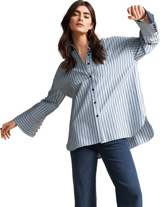 Women Oversized Striped Shirt | ShopStyle