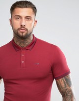 Thumbnail for your product : Armani Jeans Slim Fit Logo Tipped Polo Shirt Burgundy