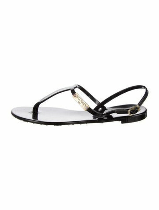 Balmain Rubber T-Strap Sandals Black - ShopStyle