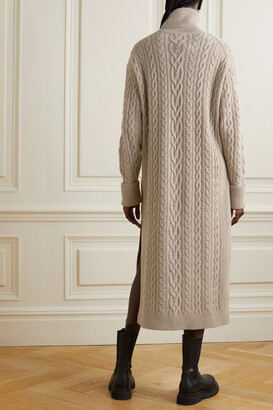 Polo Ralph Lauren Cable-knit Wool-blend Turtleneck Midi Dress - Neutrals