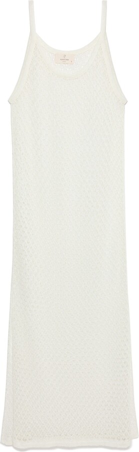 Peraluna Neutrals Honeymoon Openwork Knit Beach Dress In Créme