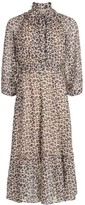 Thumbnail for your product : boohoo Leopard Print Balloon Sleeve Tie Neck Midaxi Dress