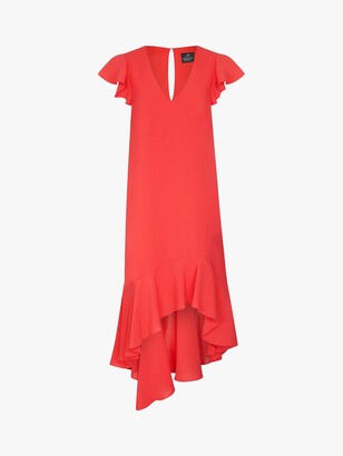 Adrianna Papell Gauzy High-Low Dress, Hot Tomato
