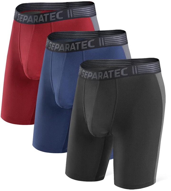 Separatec Men's 3 Pack Sport Performance Dual Pouch Boxer Briefs