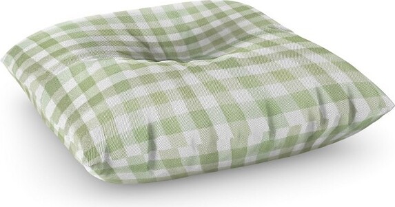 Deny Designs NinolaDesignWatercolorGinghamSaladGreenSquareFloorPillow-DenyDesings