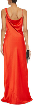 Jay Godfrey Draped Button-embellished Hammered-satin Gown
