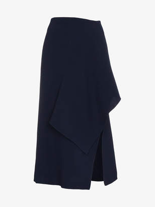Roland Mouret Draped Wool Asymmetric Midi Skirt