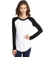 Thumbnail for your product : Wyatt white and black exposed zipper raglan top