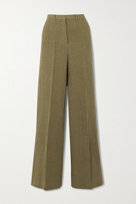 LOULOU STUDIO Reao Pleated Linen Wide-leg Pants - Green