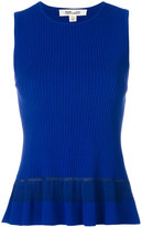 Diane Von Furstenberg - ribbed ruffled knitted blouse - women - Polyester/Rayonne/Viscose - M