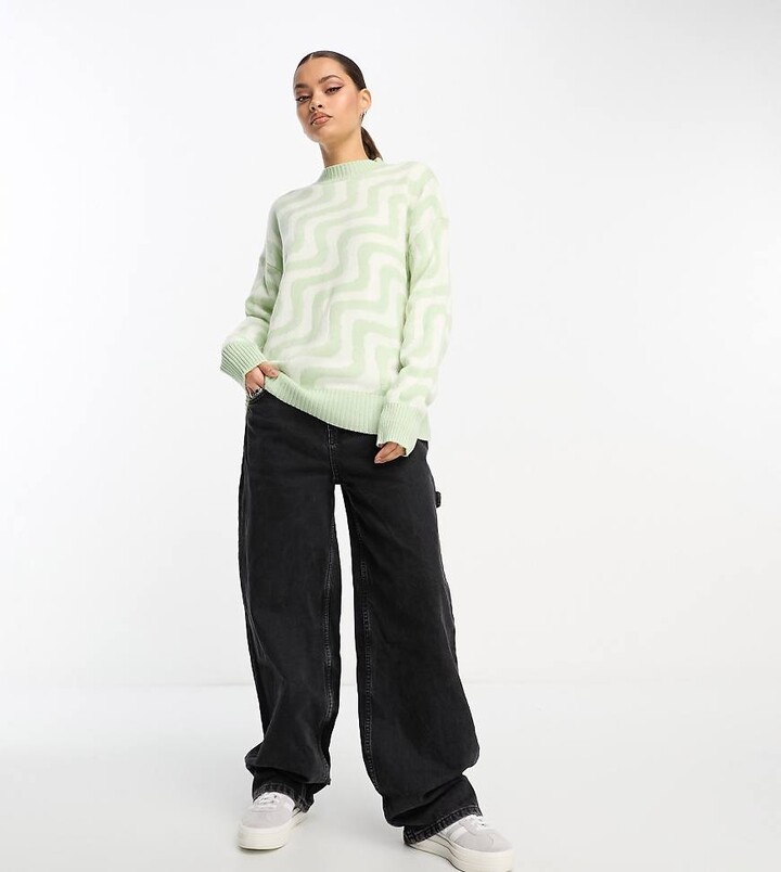 Violet Romance Petite jumper in sage wave print ShopStyle Knitwear