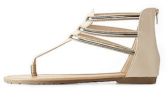 Charlotte Russe Gold-Trim T-Strap Sandals