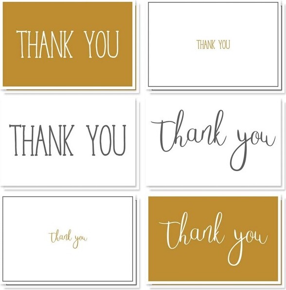 Best Paper Greetings 48 Pcs Thank You Cards Bulk Set, Black & Gold