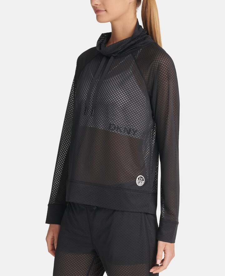 DKNY Sports Women's Honeycomb Mesh Funnel-Neck Top - ShopStyle
