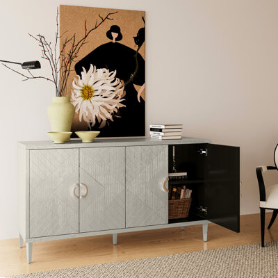 George Oliver Champagne Cabinet With And Pine Contemporary Champagne 4-Door Storage Components