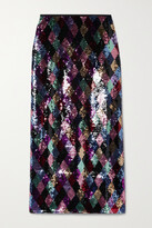 Thumbnail for your product : Rixo Kelly Sequined Crepe De Chine Midi Skirt - Pink