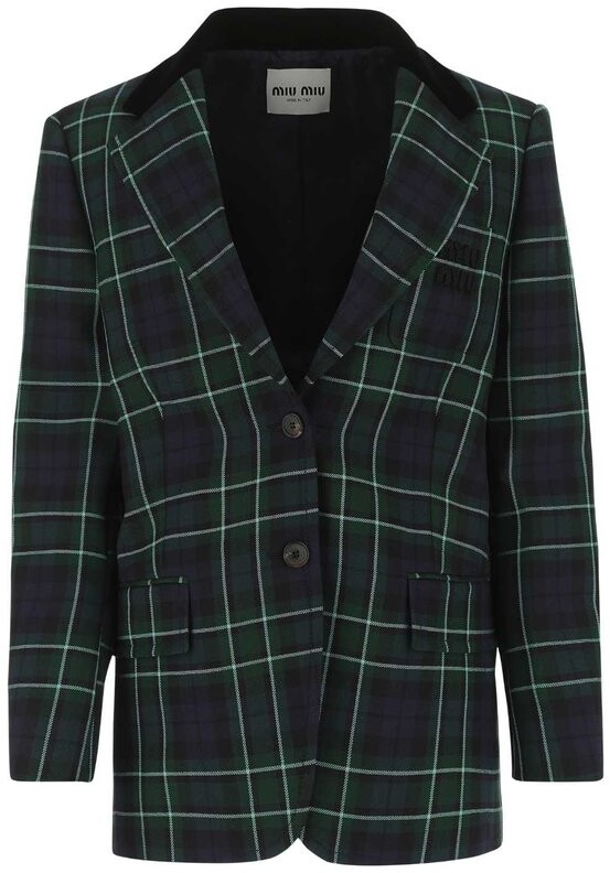 miu miu green plaid jacket