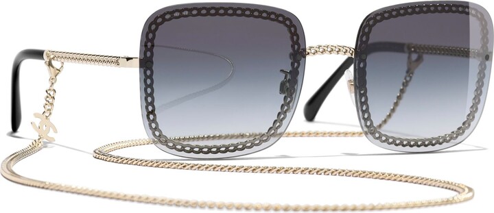 Chanel Square Sunglasses CH4244 Gold/Grey - ShopStyle