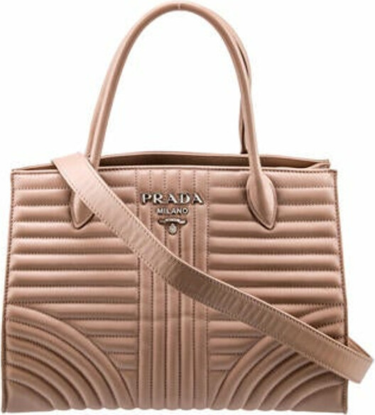 Diagramme leather handbag Prada Beige in Leather - 23962743