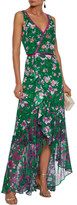 Thumbnail for your product : Marchesa Notte Notte Wrap-effect Ruffled Floral-print Fil Coupe Chiffon Gown
