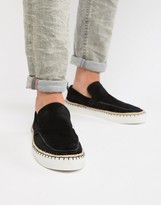 Thumbnail for your product : ASOS DESIGN loafers in black suede with geo-tribal detail