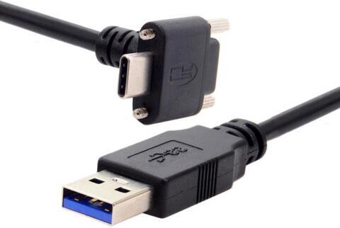 Graviton 8.0M USB 3.1 Type-C Dual Screw Locking to USB3.0 Data GL3523 Repeater Cable 90 Degree for Camera Oculus Quest Link