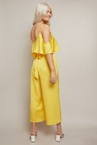 Thumbnail for your product : Girls On Film Kassie Yellow Satin Cold-Shoulder Culotte Jumpsuit