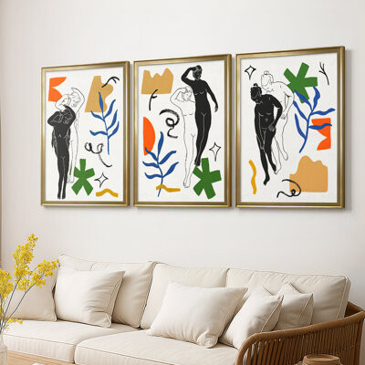 Hokku Designs Starry Venus I -Custom Framed Wrapped Gallery Canvas - 3 Pieces