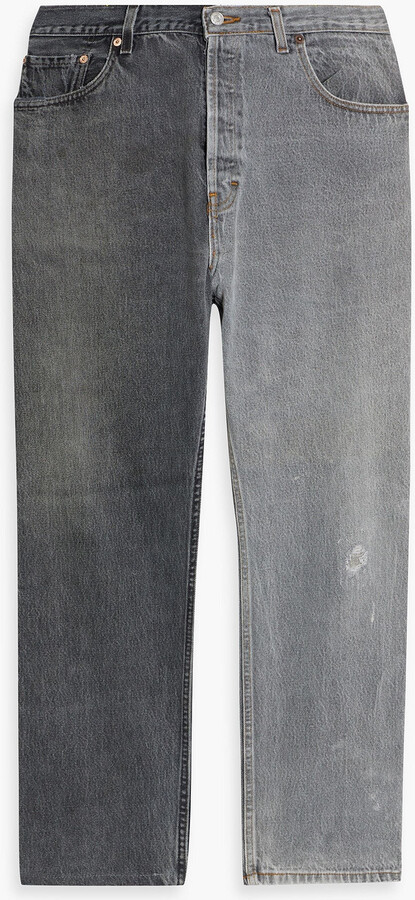 EB Denim Two-tone high-rise straight-leg jeans