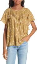 Thumbnail for your product : Dolan Murray Pintuck Flutter Sleeve Silk Blouse