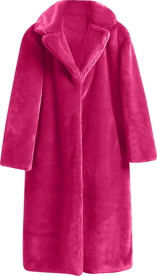 Longline Coat Pink Faux Fur Coat Plus Size Teddy Faux Fur Pink