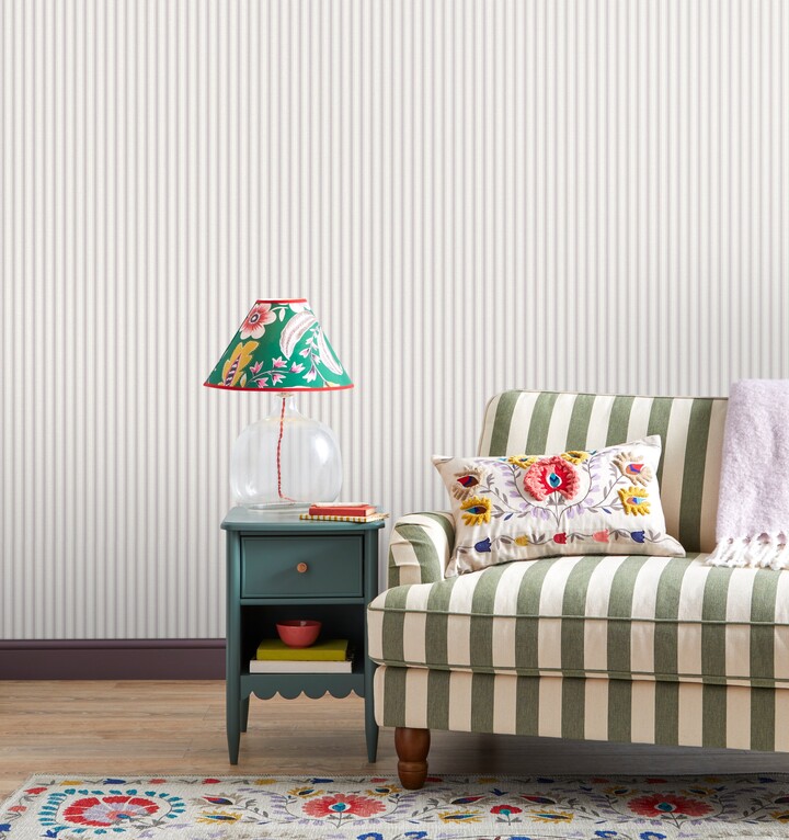Dunelm Ticking Stripe Wallpaper Lilac Light Purple ShopStyle