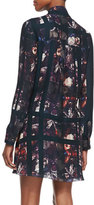 Thumbnail for your product : Thakoon Long-Sleeve Plaid & Floral-Print Dress