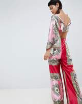 Thumbnail for your product : ASOS Design Tile Print Draped Sleeve Jumpsuit