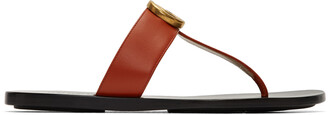 Gucci Red Leather Double G Sandals