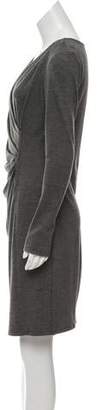 Max Mara V-Neck Long Sleeve Dress Grey V-Neck Long Sleeve Dress
