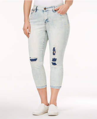 Rampage Trendy Plus Size Sophie Ripped Cabrini Wash Skinny Jeans