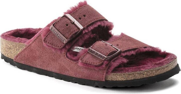 Women's Arizona Fur Shearling Sandal In Maroon