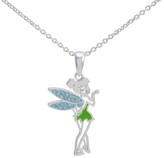 Thumbnail for your product : Disney Silver- Plated Tinkerbell Pendant with Blue Crystal Accent- Multicolor (18")