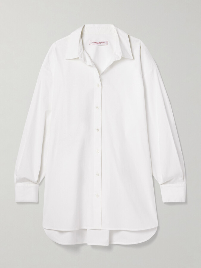 Carolina Herrera Oversized Cotton-blend Poplin Shirt White
